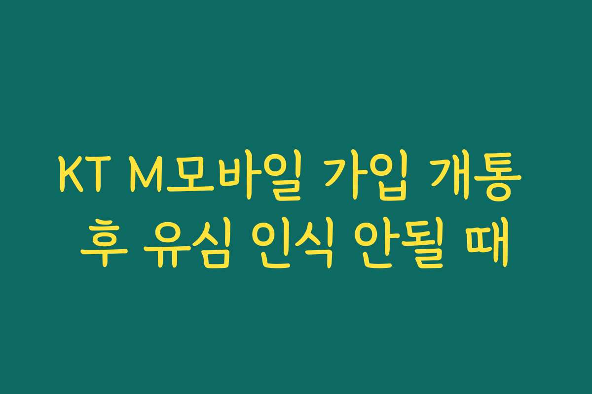 KT M모바일 가입 개통 후 유심 인식 안될 때