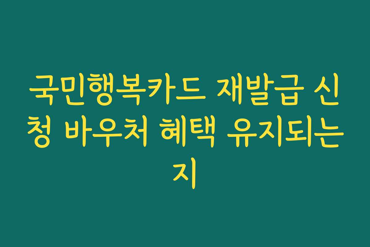 국민행복카드 재발급 신청 바우처 혜택 유지되는지