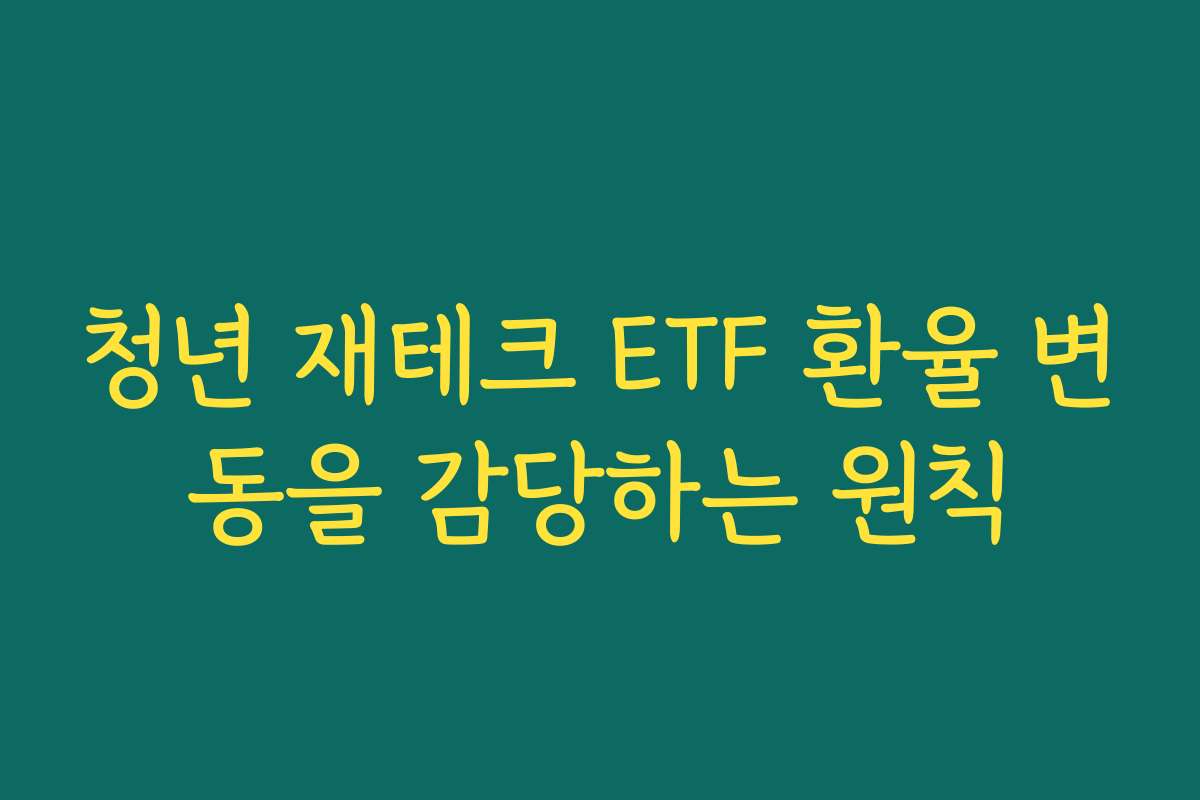 청년 재테크 ETF 환율 변동을 감당하는 원칙