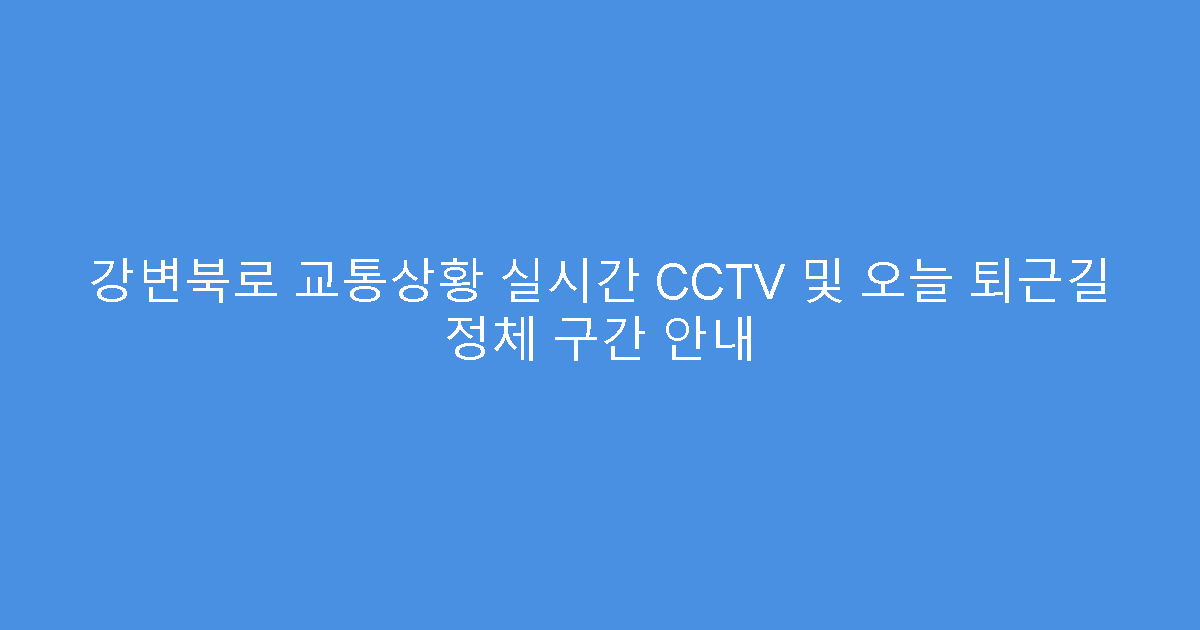 강변북로 교통상황 실시간 CCTV 및 오늘 퇴근길 정체 구간 안내
