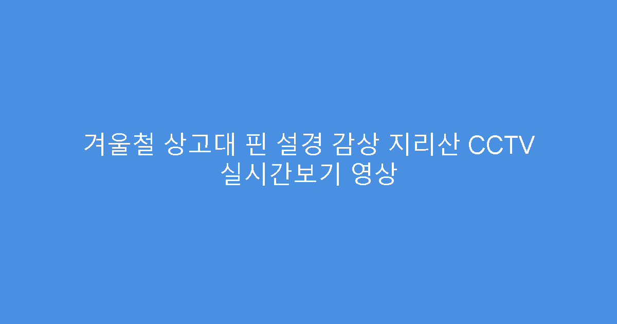 겨울철 상고대 핀 설경 감상 지리산 CCTV 실시간보기 영상