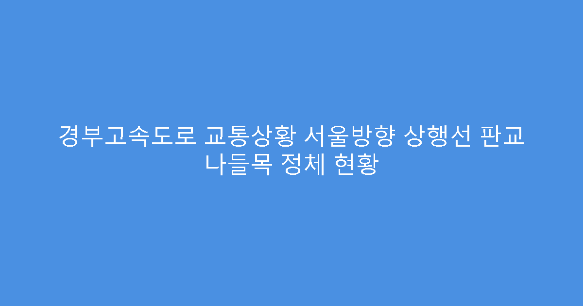 경부고속도로 교통상황 서울방향 상행선 판교 나들목 정체 현황