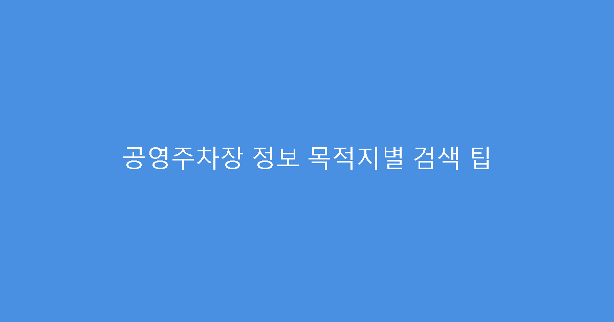 공영주차장 정보 목적지별 검색 팁