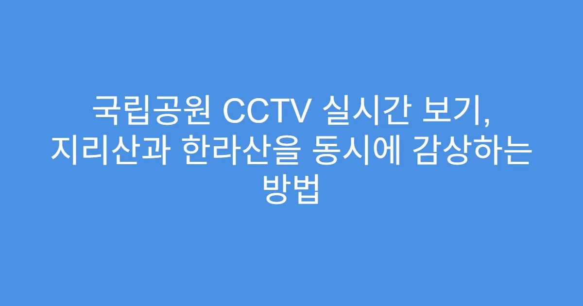 국립공원 CCTV 실시간 보기, 지리산과 한라산을 동시에 감상하는 방법