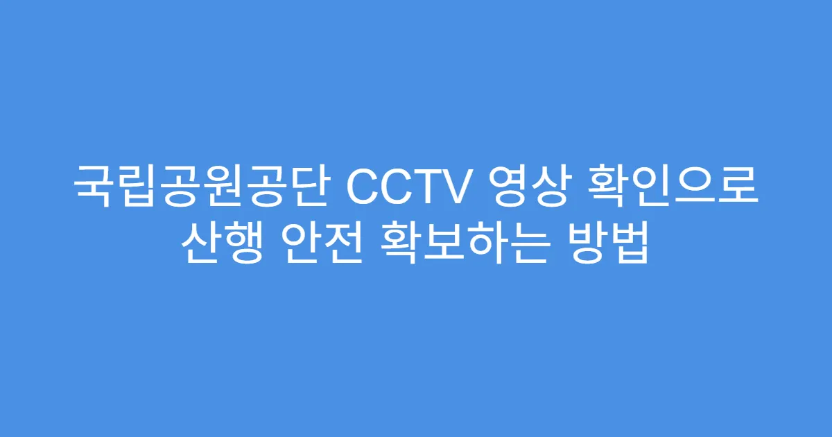 국립공원공단 CCTV 영상 확인으로 산행 안전 확보하는 방법