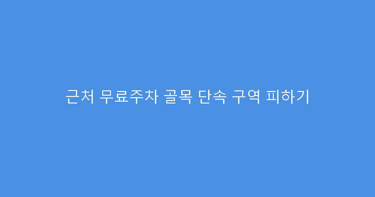 근처 무료주차 골목 단속 구역 피하기