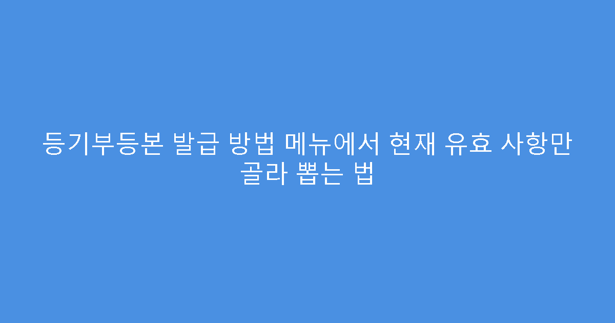 등기부등본 발급 방법 메뉴에서 현재 유효 사항만 골라 뽑는 법