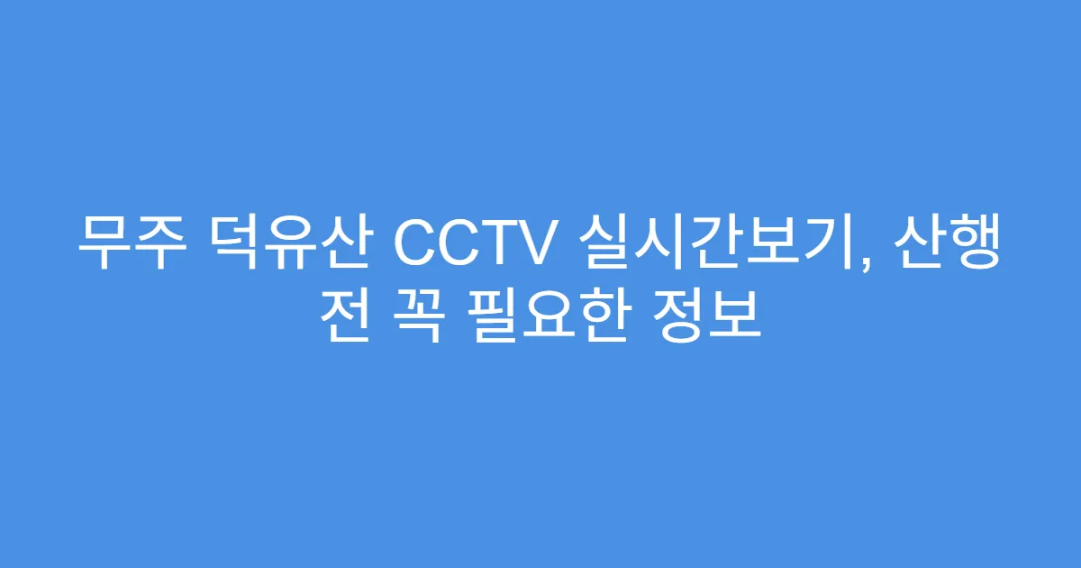 무주 덕유산 CCTV 실시간보기, 산행 전 꼭 필요한 정보