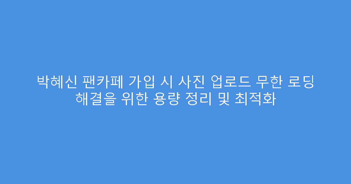 박혜신 팬카페 가입 시 사진 업로드 무한 로딩 해결을 위한 용량 정리 및 최적화