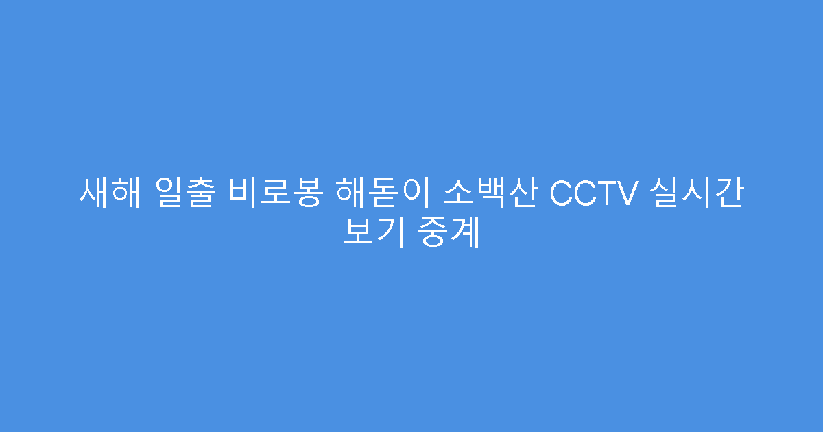 새해 일출 비로봉 해돋이 소백산 CCTV 실시간 보기 중계