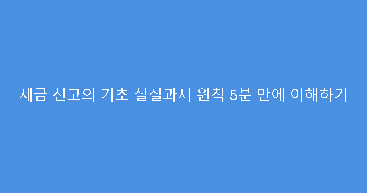 세금 신고의 기초 실질과세 원칙 5분 만에 이해하기