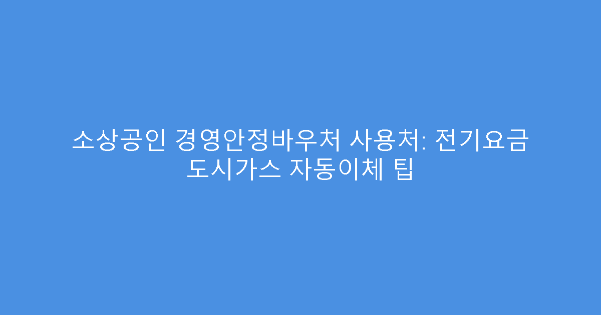 소상공인 경영안정바우처 사용처: 전기요금 도시가스 자동이체 팁