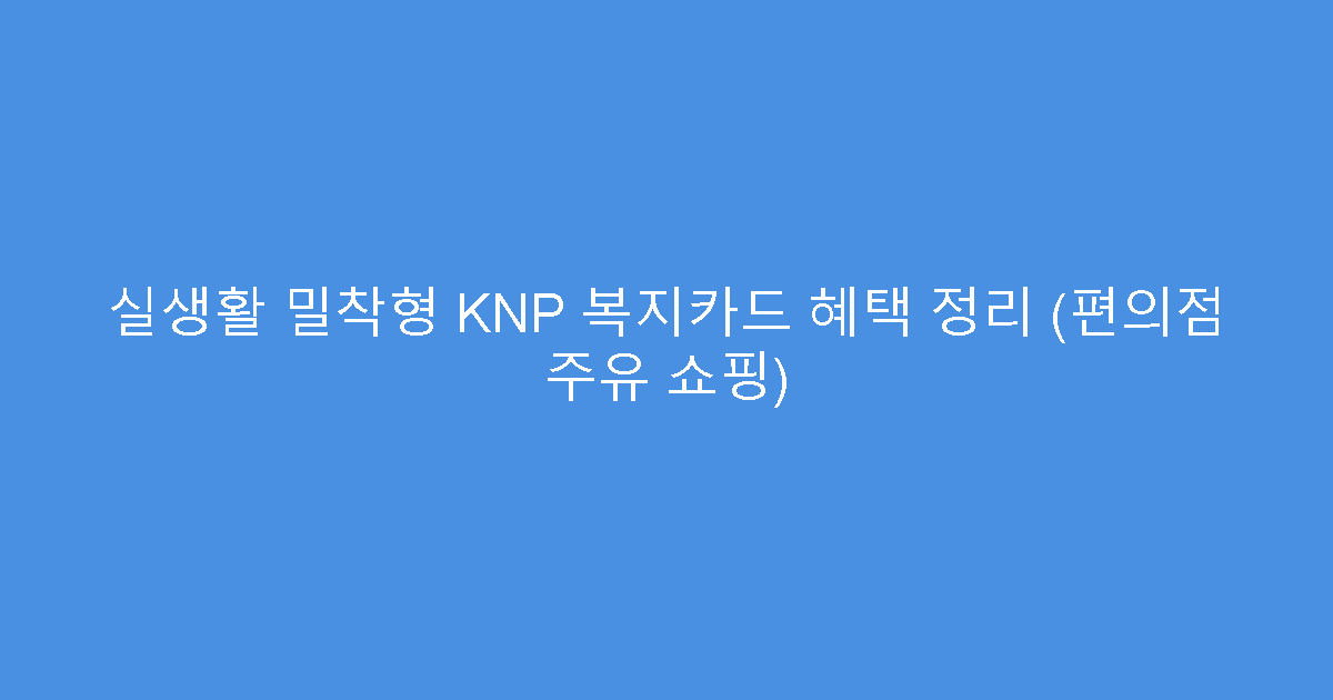 실생활 밀착형 KNP 복지카드 혜택 정리 (편의점 주유 쇼핑)