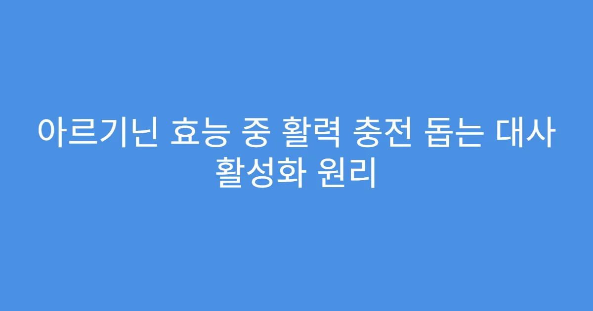 아르기닌 효능 중 활력 충전 돕는 대사 활성화 원리