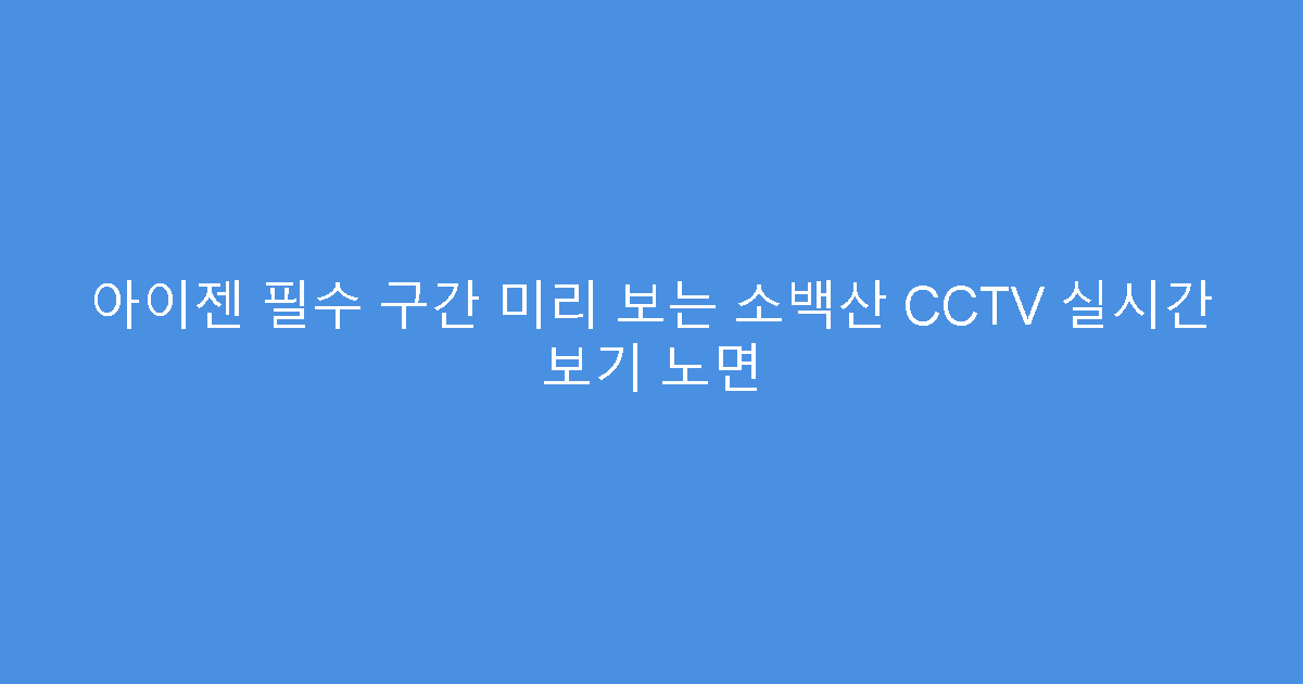 아이젠 필수 구간 미리 보는 소백산 CCTV 실시간 보기 노면
