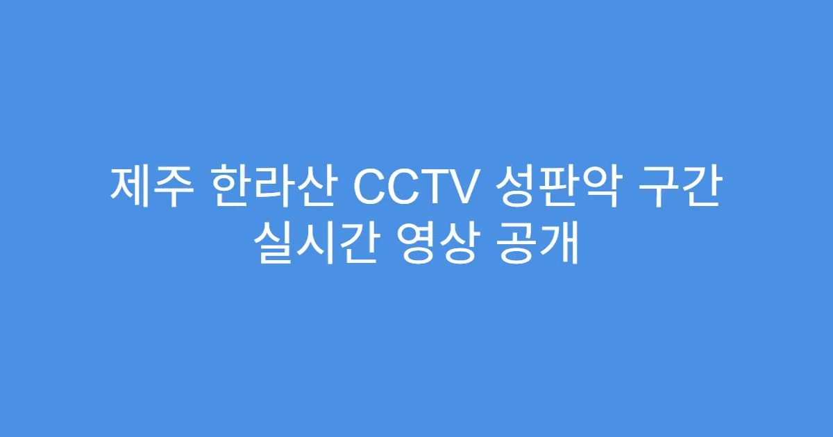 제주 한라산 CCTV 성판악 구간 실시간 영상 공개