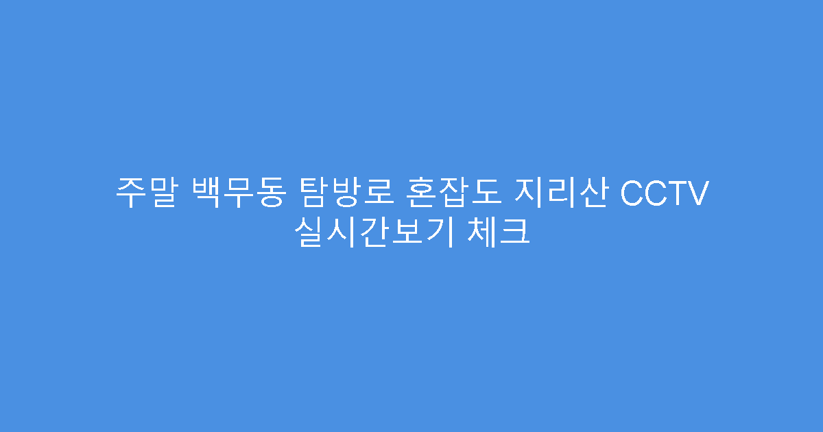 주말 백무동 탐방로 혼잡도 지리산 CCTV 실시간보기 체크