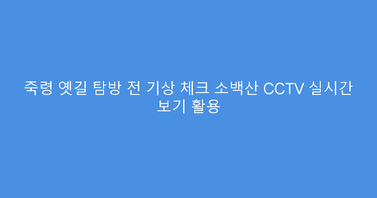 죽령 옛길 탐방 전 기상 체크 소백산 CCTV 실시간 보기 활용