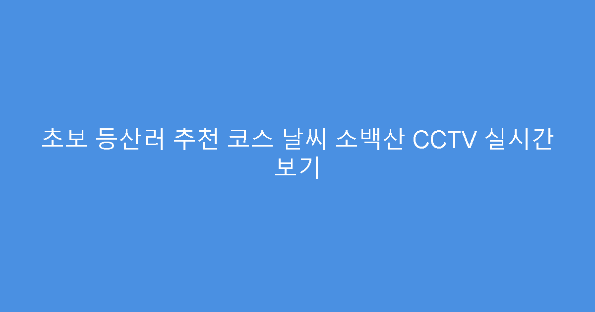 초보 등산러 추천 코스 날씨 소백산 CCTV 실시간 보기