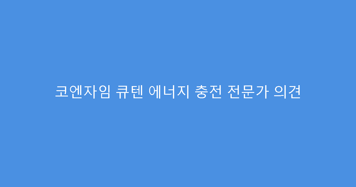 코엔자임 큐텐 에너지 충전 전문가 의견