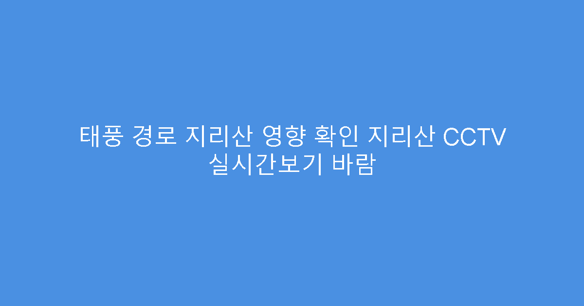 태풍 경로 지리산 영향 확인 지리산 CCTV 실시간보기 바람