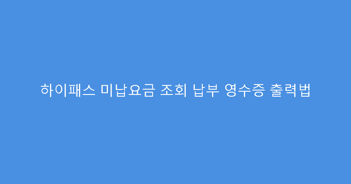 하이패스 미납요금 조회 납부 영수증 출력법