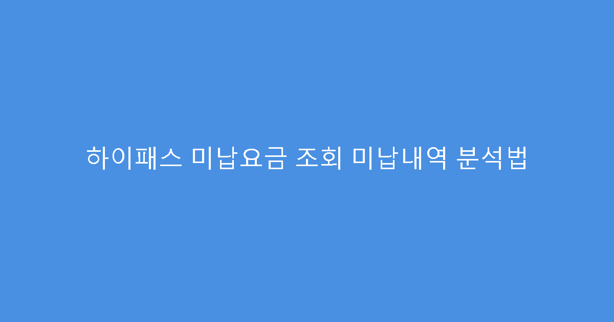 하이패스 미납요금 조회 미납내역 분석법