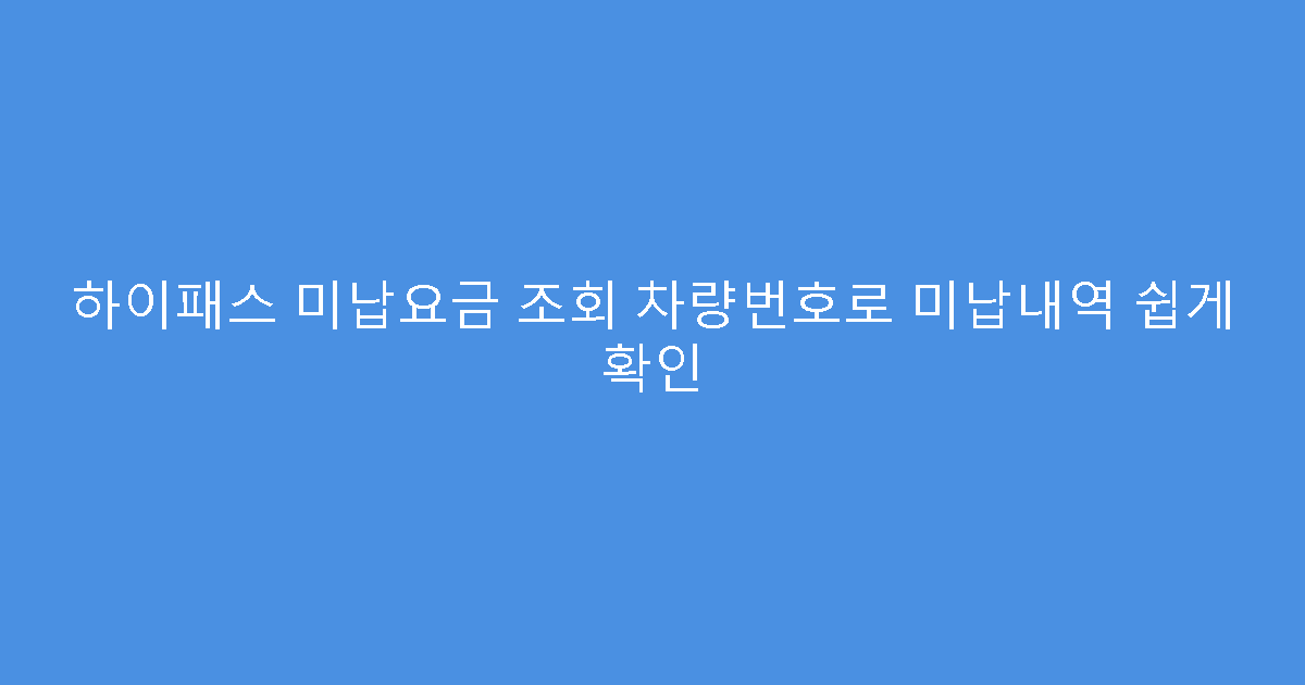 하이패스 미납요금 조회 차량번호로 미납내역 쉽게 확인