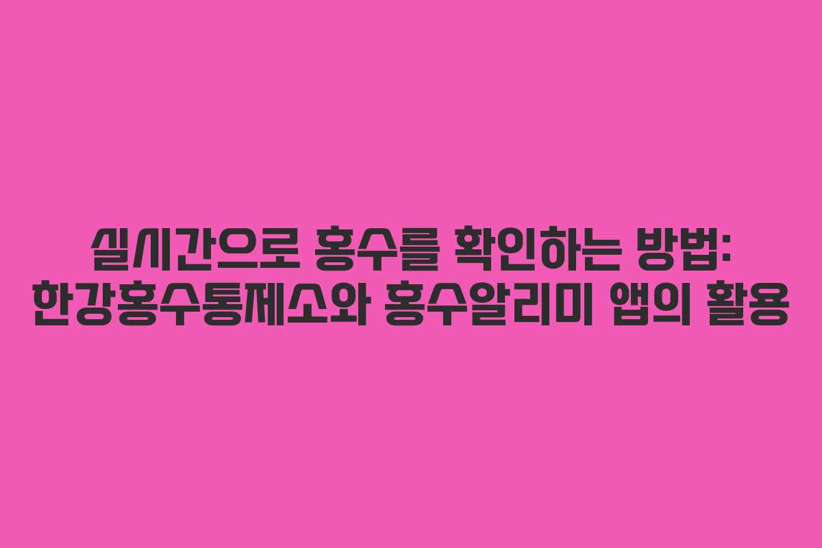 실시간으로 홍수를 확인하는 방법: 한강홍수통제소와 홍수알리미 앱의 활용