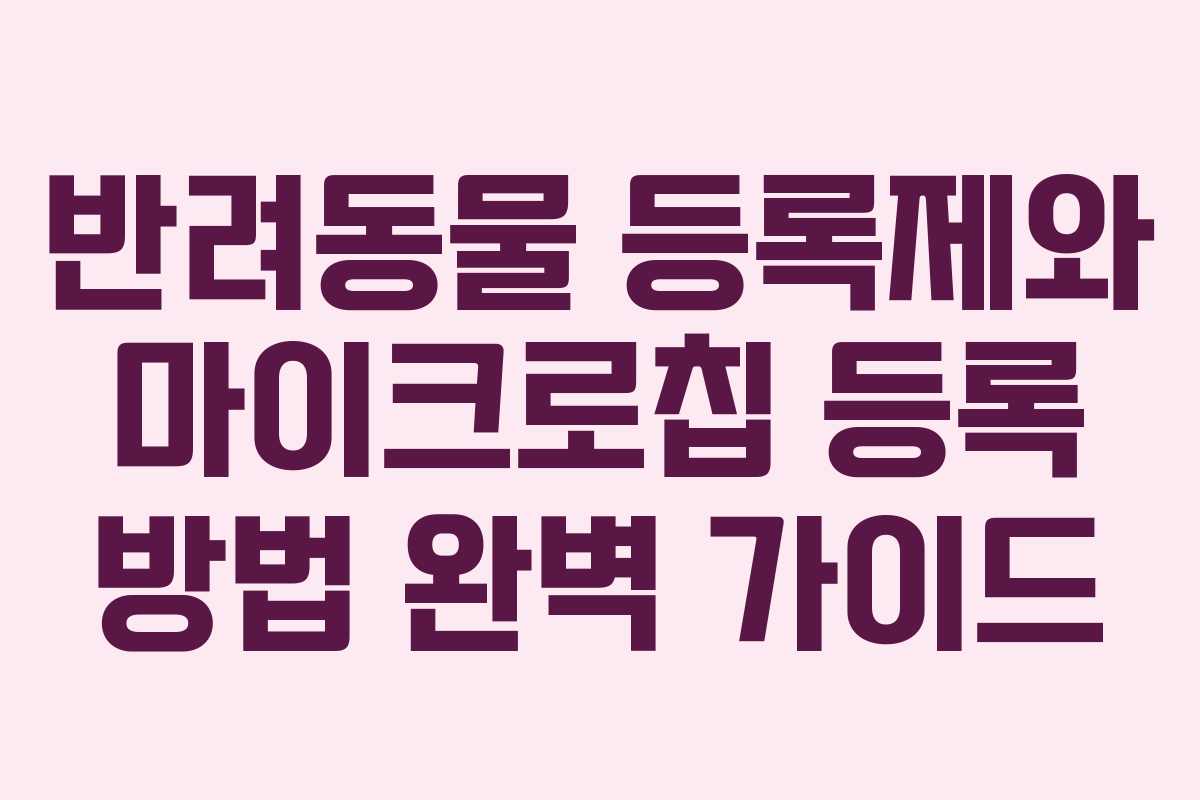 반려동물 등록제와 마이크로칩 등록 방법 완벽 가이드