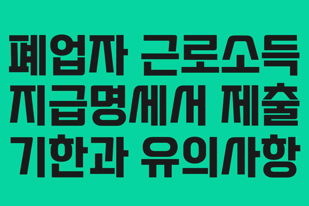 폐업자 근로소득 지급명세서 제출 기한과 유의사항