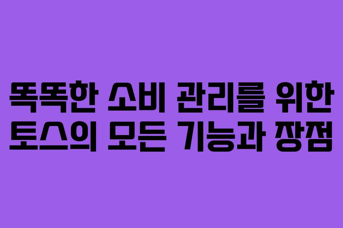 똑똑한 소비 관리를 위한 토스의 모든 기능과 장점