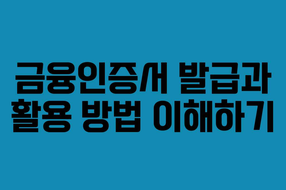 금융인증서 발급과 활용 방법 이해하기