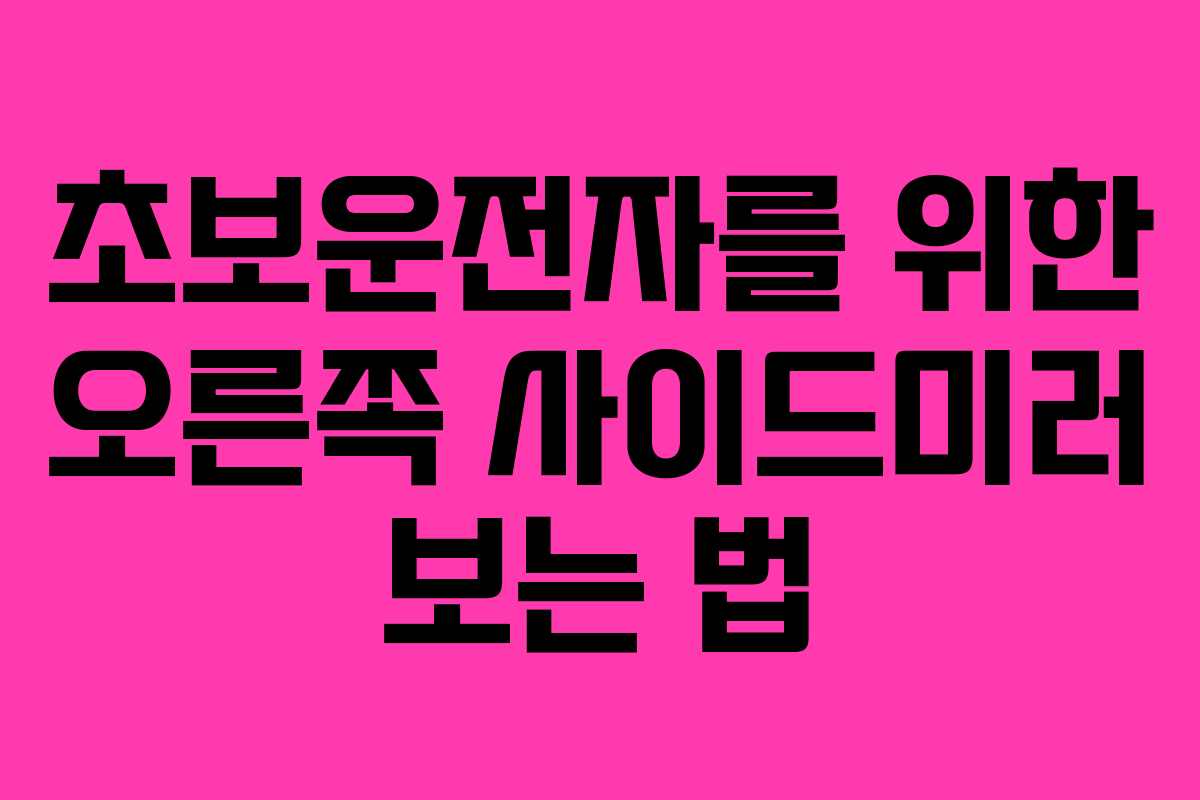초보운전자를 위한 오른쪽 사이드미러 보는 법