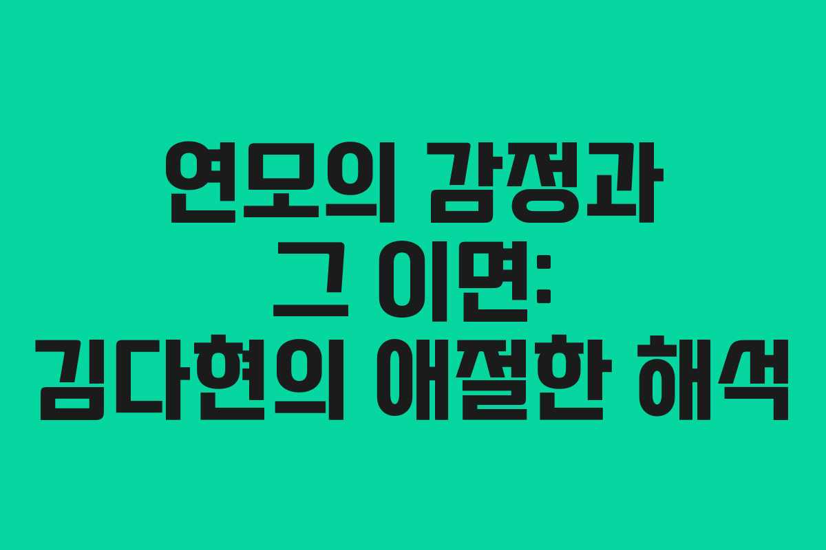 연모의 감정과 그 이면: 김다현의 애절한 해석