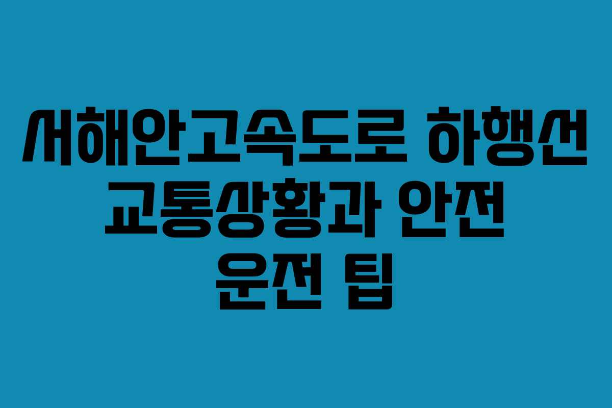 서해안고속도로 하행선 교통상황과 안전 운전 팁