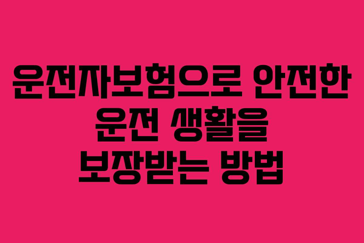 운전자보험으로 안전한 운전 생활을 보장받는 방법