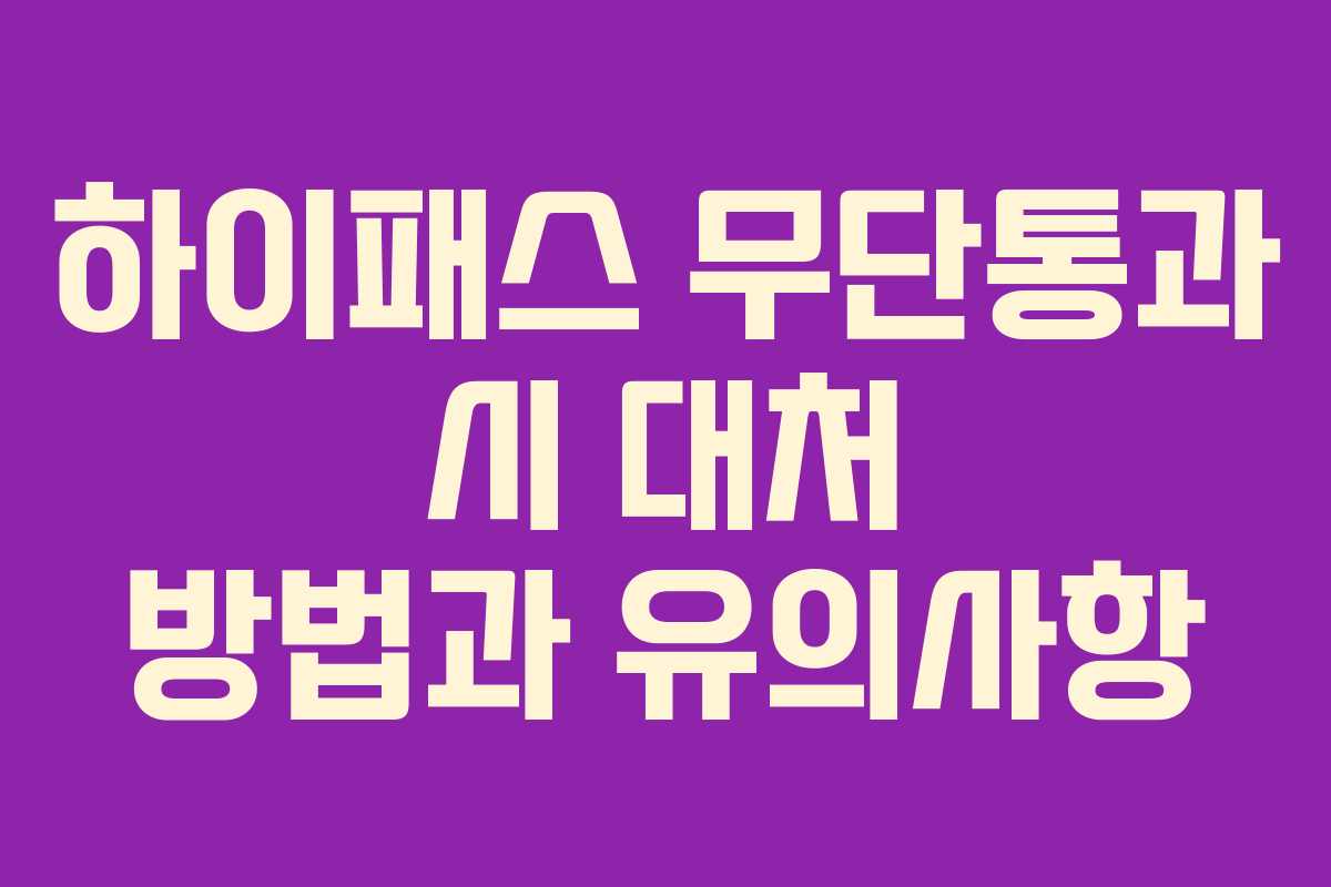 하이패스 무단통과 시 대처 방법과 유의사항