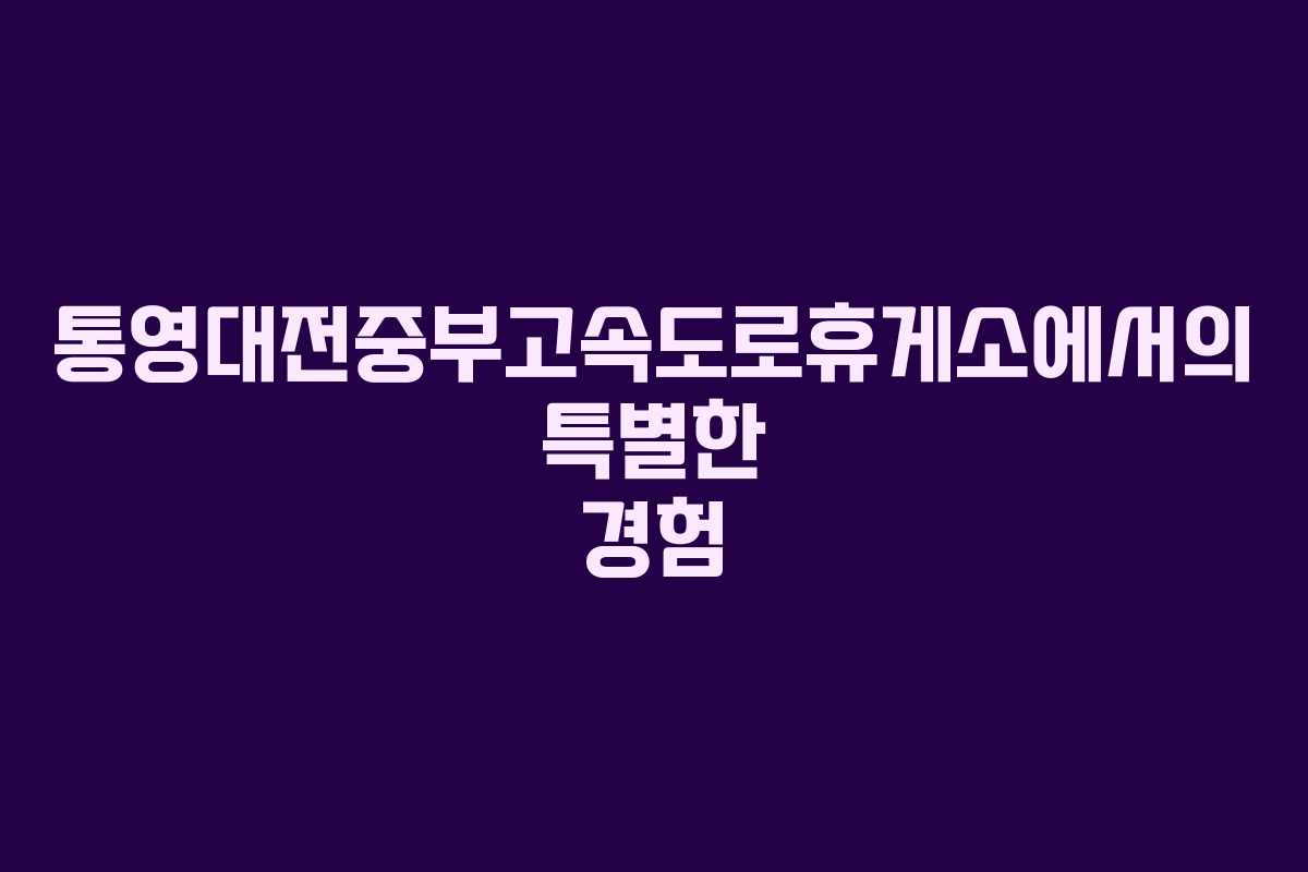 통영대전중부고속도로휴게소에서의 특별한 경험