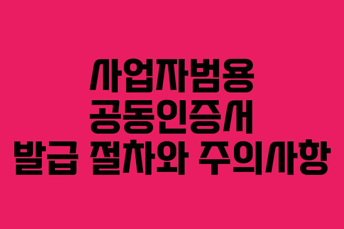 사업자범용 공동인증서 발급 절차와 주의사항