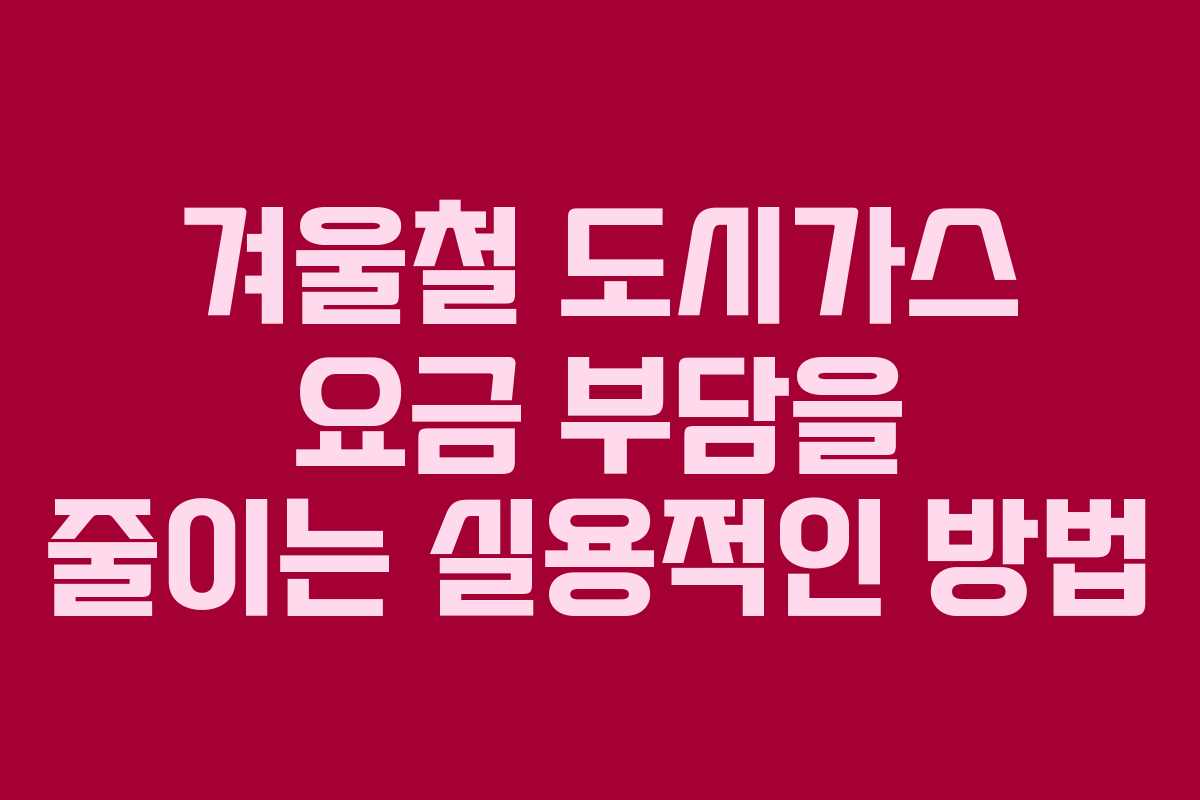 겨울철 도시가스 요금 부담을 줄이는 실용적인 방법