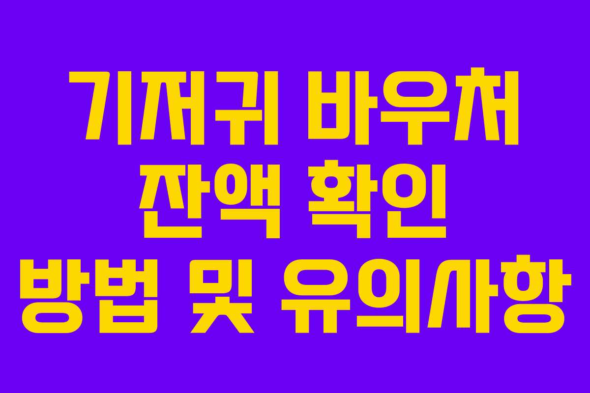 기저귀 바우처 잔액 확인 방법 및 유의사항