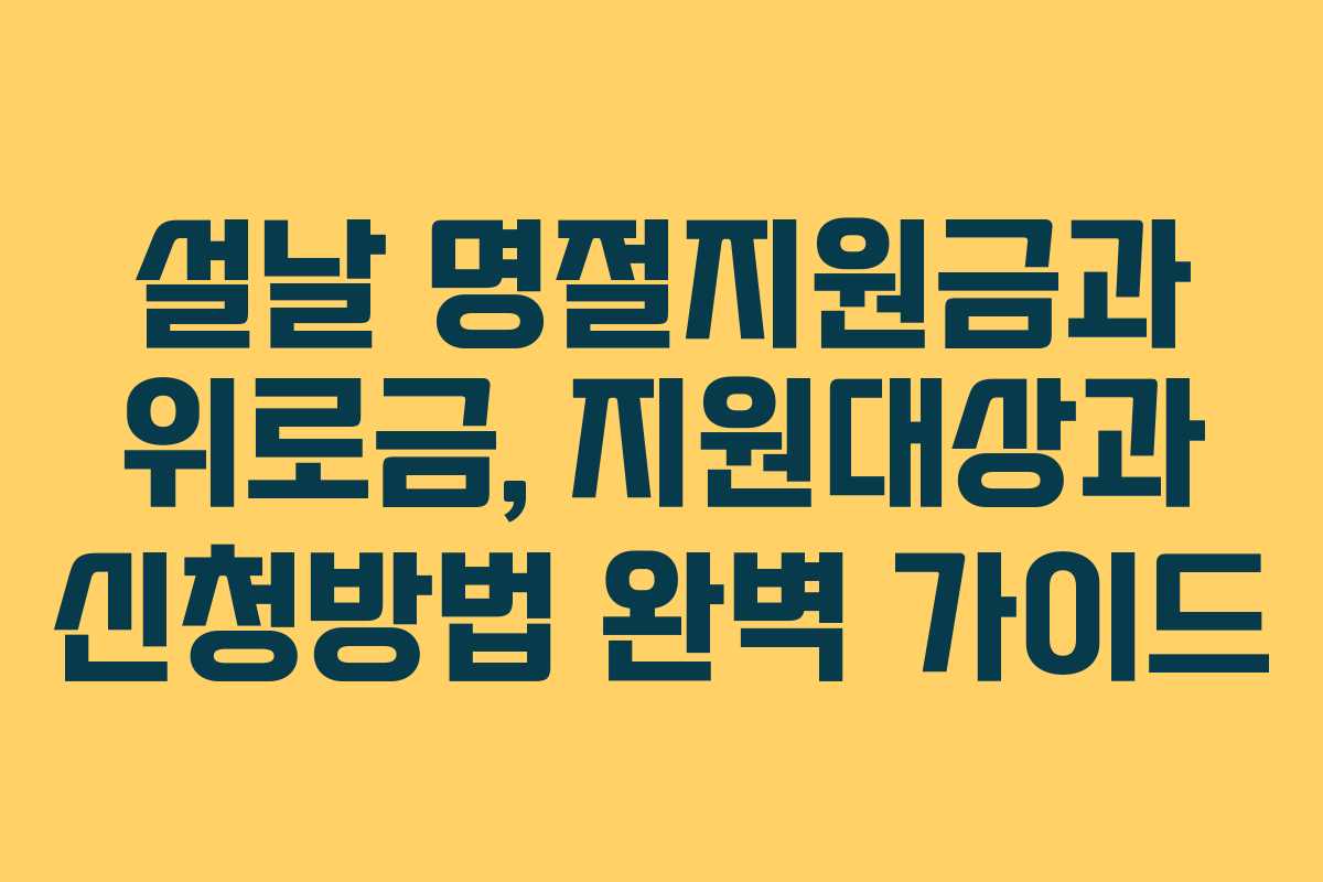 설날 명절지원금과 위로금, 지원대상과 신청방법 완벽 가이드