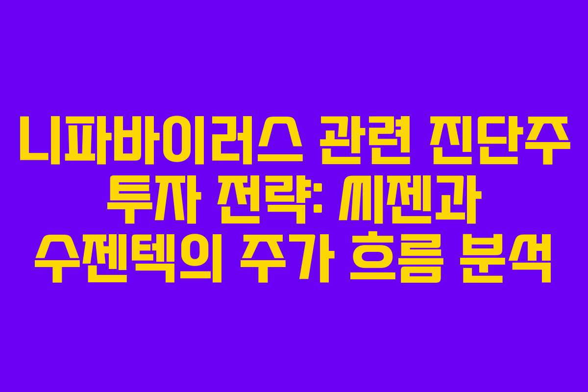 니파바이러스 관련 진단주 투자 전략: 씨젠과 수젠텍의 주가 흐름 분석
