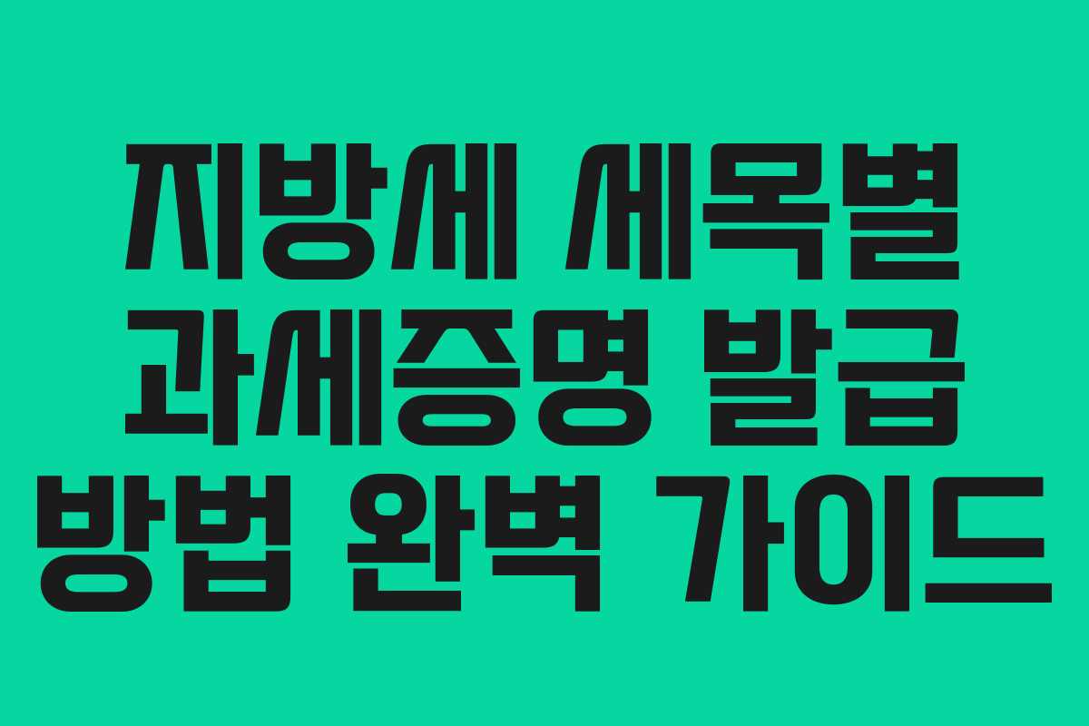 지방세 세목별 과세증명 발급 방법 완벽 가이드