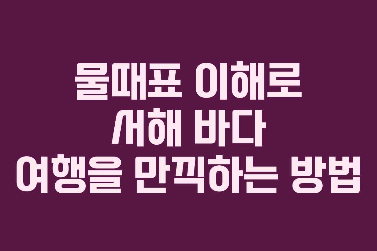 물때표 이해로 서해 바다 여행을 만끽하는 방법