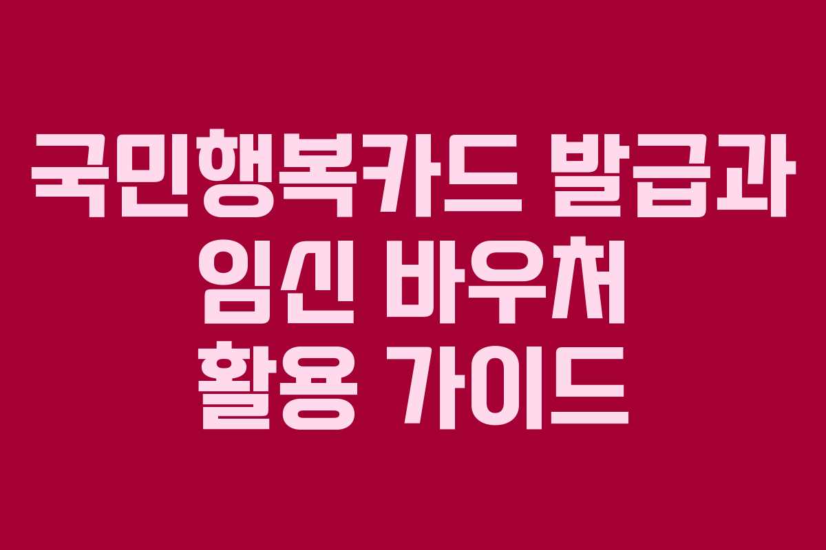 국민행복카드 발급과 임신 바우처 활용 가이드