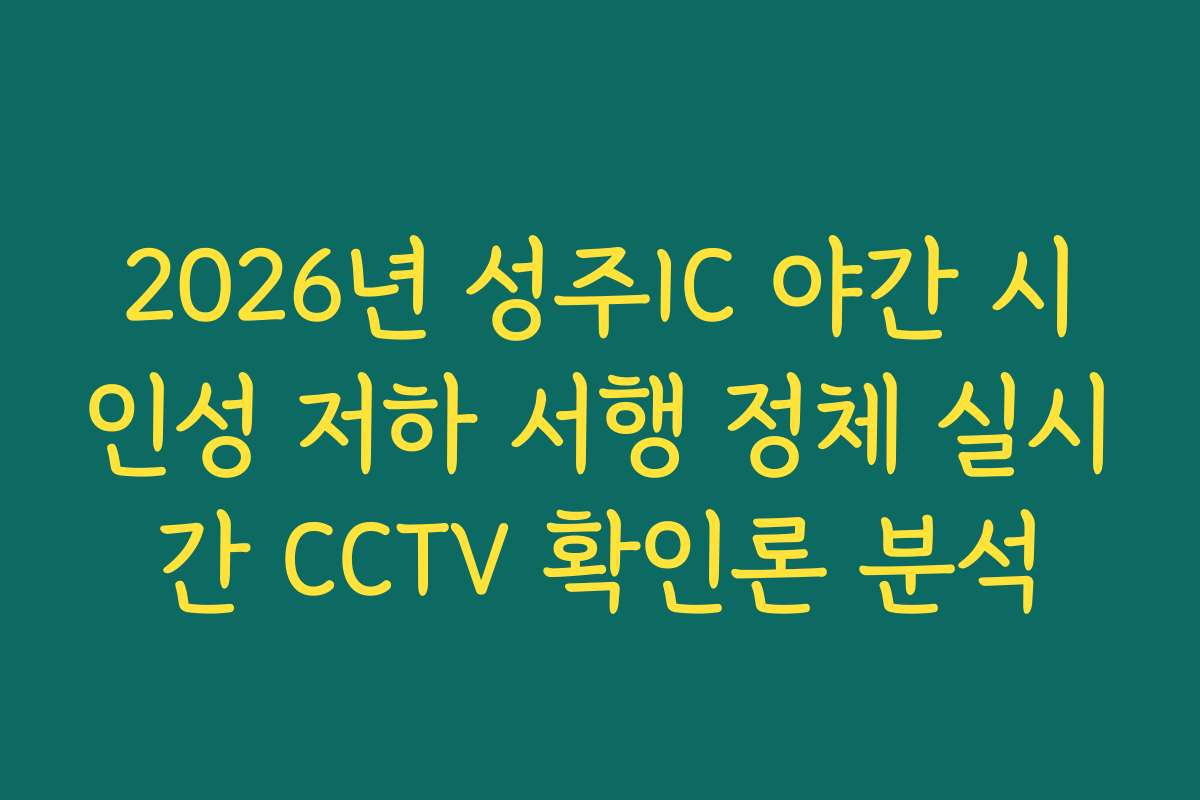 2026년 성주IC 야간 시인성 저하 서행 정체 실시간 CCTV 확인론 분석