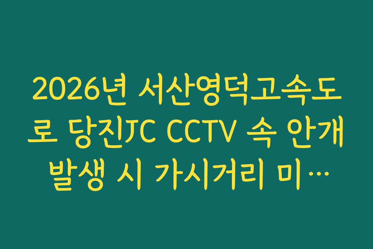 2026년 서산영덕고속도로 당진JC CCTV 속 안개 발생 시 가시거리 미확보 구간 실시간 CCTV 확인