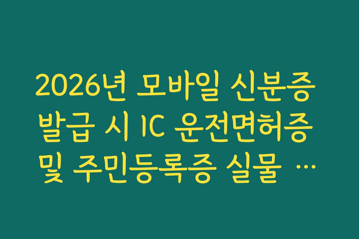 2026년 모바일 신분증 발급 시 IC 운전면허증 및 주민등록증 실물 등록법